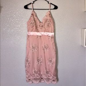 Pink sequin detail bodycon dress